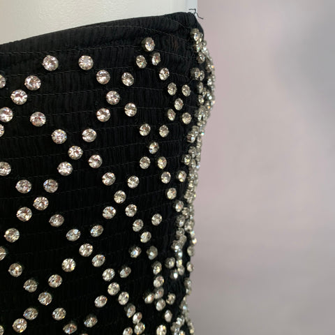 RETROFETE Size XS Black Silver Viscose Crystal Embellishment Strapless Mini Dress