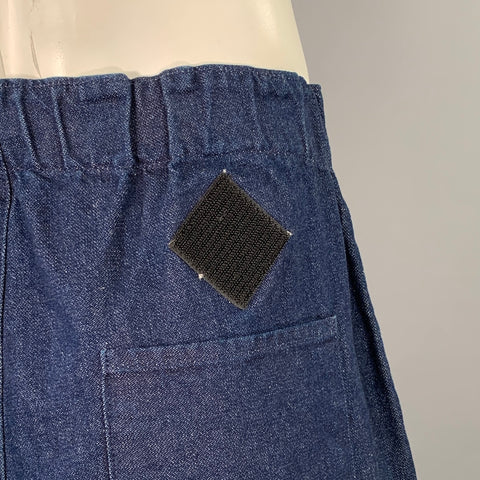 KAPITAL Size L Easy Beach Go Blue Cotton Adjustable Drop Crotch Casual Pants