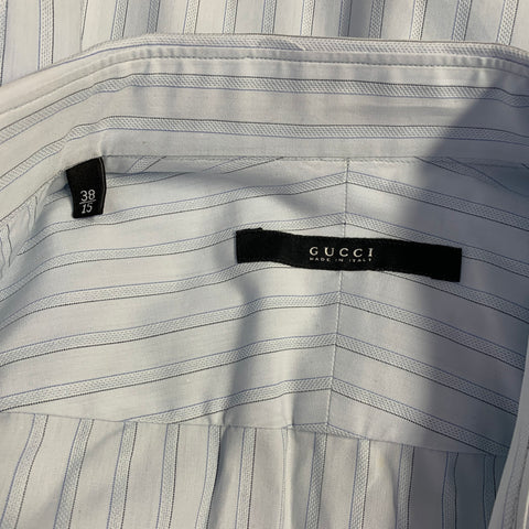GUCCI Size S Blue Stripe Cotton Button Up Long Sleeve Shirt