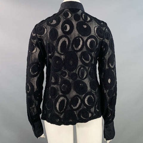 ANNE FONTAINE Size XL Prisme Black Polyamide Blend Mesh Button Up Blouse