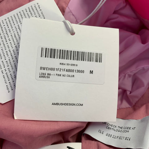 AMBUSH Size M Pink Polyamide Ribbed Knit Coat Dress Coat