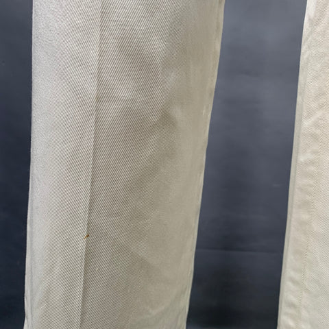 DOLCE & GABBANA Pantalon droit décontracté en sergé de coton mélangé blanc à taille plate, taille 6