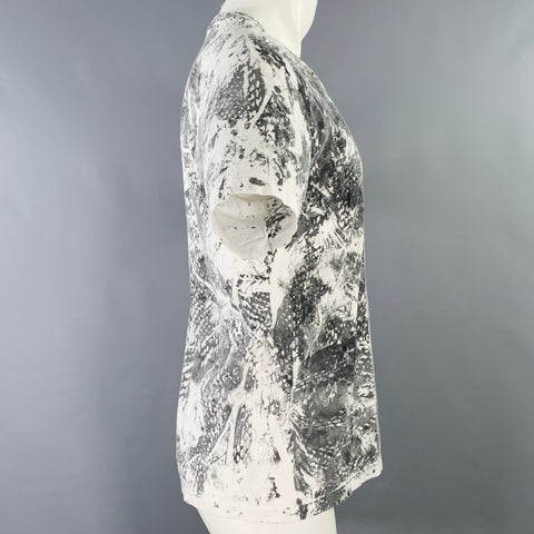 T-shirt à une poche en coton tubulaire VINTAGE, taille S, blanc charbon peint