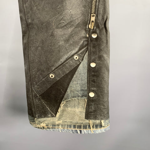 ACNE STUDIOS Size 30 Blue Graphic Chaps Cotton Button Fly Jeans