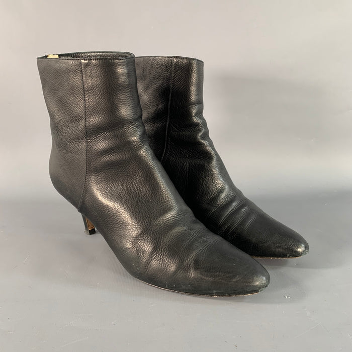 JIMMY CHOO Size 8 Black Leather Pebble Grain Back Zip Boots