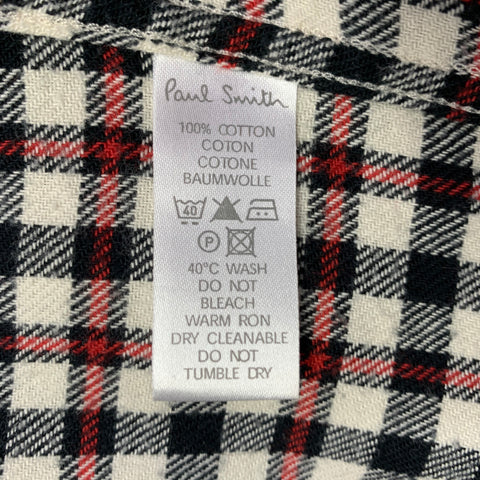 PAUL SMITH JEANS Size L Cream Red Black Plaid Cotton Long Sleeve Shirt