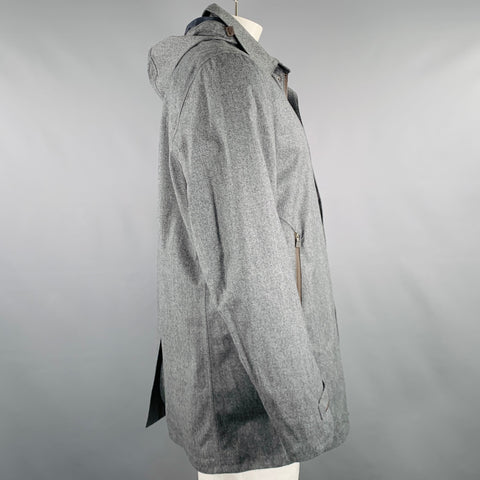 HERNO Taille 46 Manteau en laine gris avec zip et boutons-pression