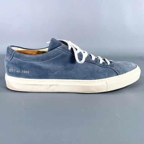 COMMON PROJECTS Size 11 Steel Blue Suede Lace-Up Sneakers