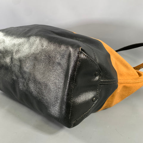 JACK SPADE Brown Black Waxed Cotton Tote Bag