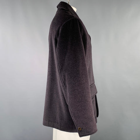 Manteau croisé LUCIANO BARBERA en mélange de laine grise, taille 42