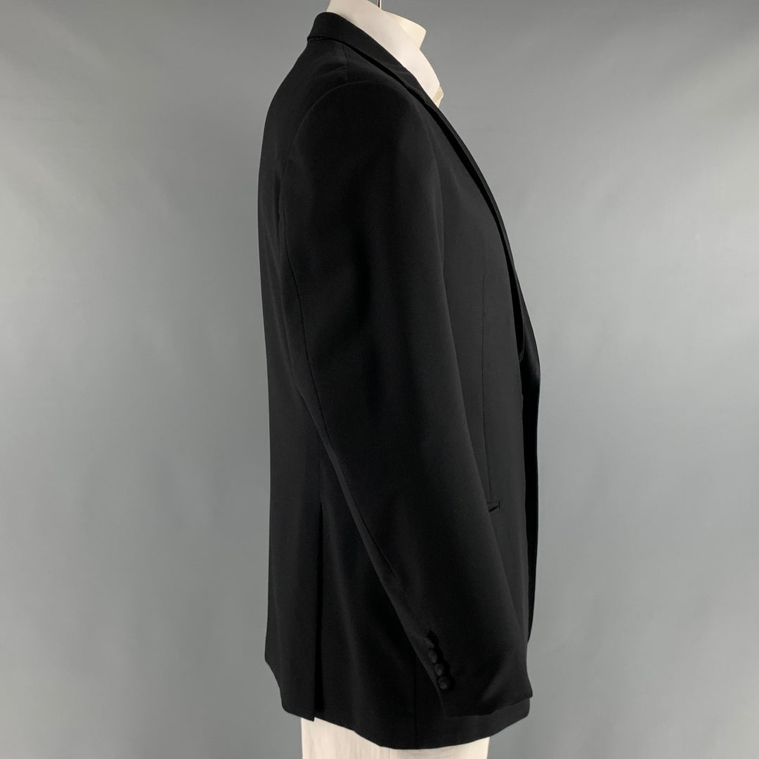 ARMANI COLLEZIONI Size 44 Black Solid Wool Tuxedo Sport Coat
