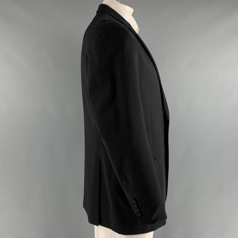 ARMANI COLLEZIONI Size 44 Black Solid Wool Tuxedo Sport Coat