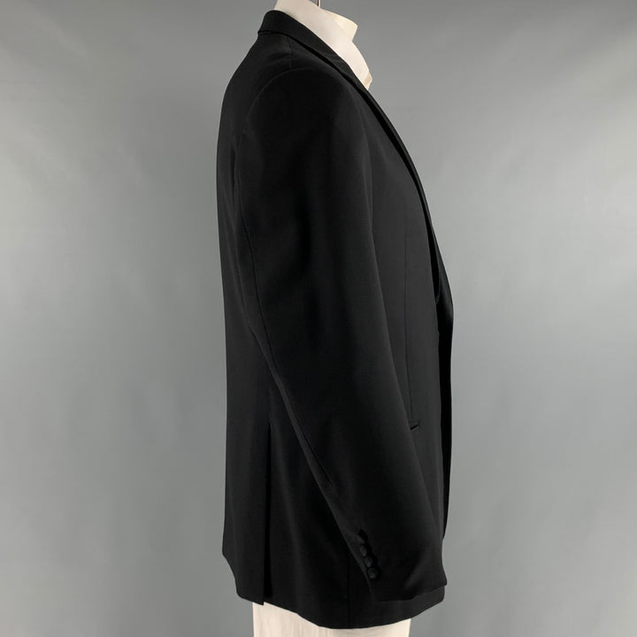 ARMANI COLLEZIONI Size 44 Black Solid Wool Tuxedo Sport Coat