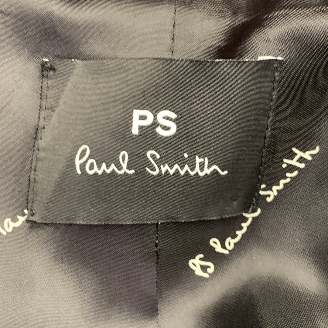 PAUL SMITH Size M Black Blue Orange Window Pane Double Breasted Jacket Blazer