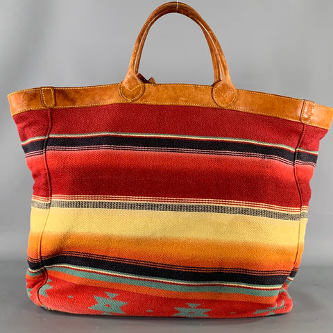 RALPH LAUREN Multi-Color Brown Serape Tote Bag