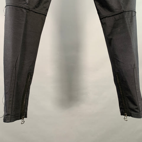 LANVIN Size 32 Black Cotton Blend Ankle Zip Flat Front Dress Pants
