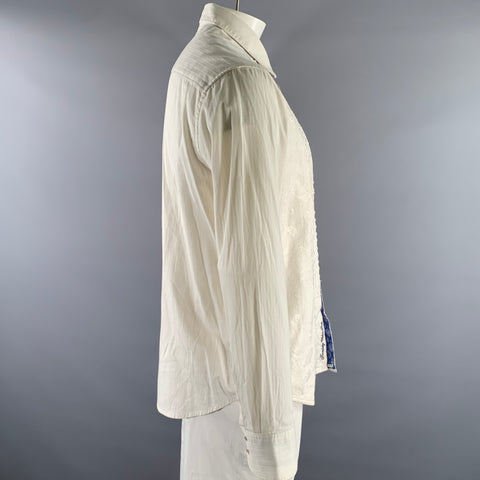 ROBERT GRAHAM Size XL Cream Bedded Tuxedo Cotton Long Sleeve Shirt
