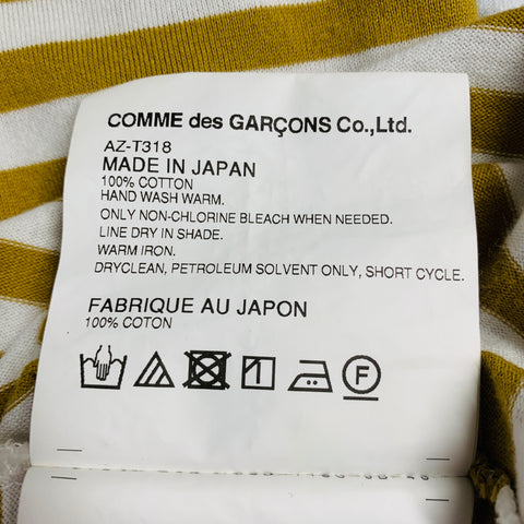 COMME des GARCONS Size S White Blue Tan Stripe Cotton Long Sleeve T-shirt