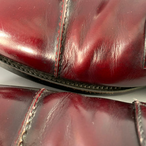 ERMENEGILDO ZEGNA Size 11 Burgundy Leather Cap Toe Lace-Up Shoes