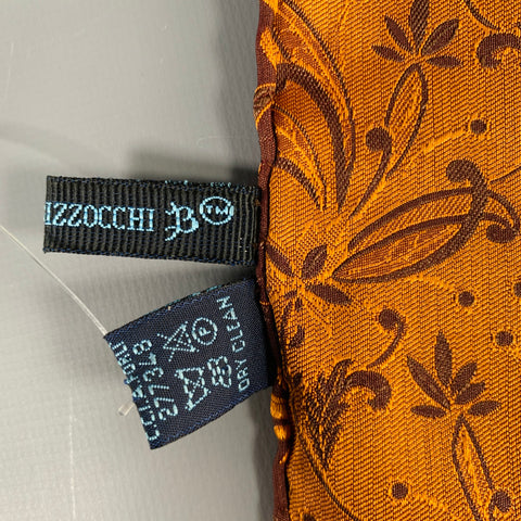 MASSIMO BIZZOCCHI Brown Gold Jacquard Silk Pocket Square