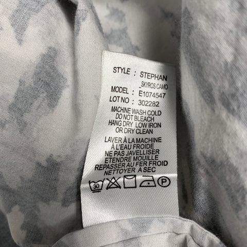 THEORY Size M Off White Black Camo Cotton Button Up Long Sleeve Shirt