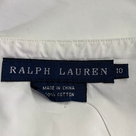 RALPH LAUREN Size 10 White Black Cotton Sleeveless Casual Top