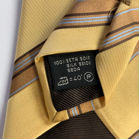 ERMENEGILDO ZEGNA One Size Gold Khaki Diagonal Stripe Silk Tie