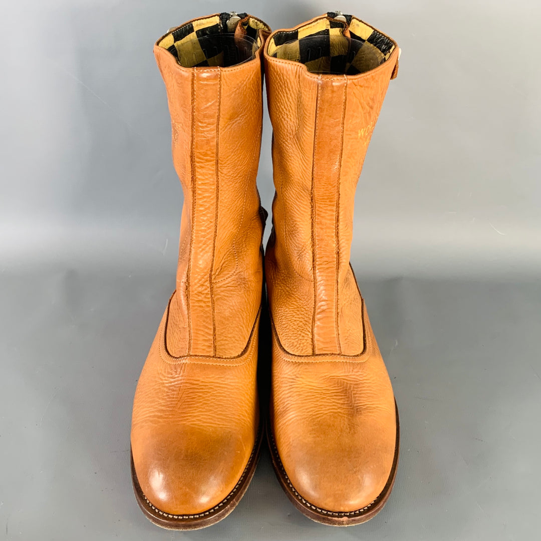 PAUL SMITH TRIUMPH Size 11 Tan Leather Back Zip Biker Boots
