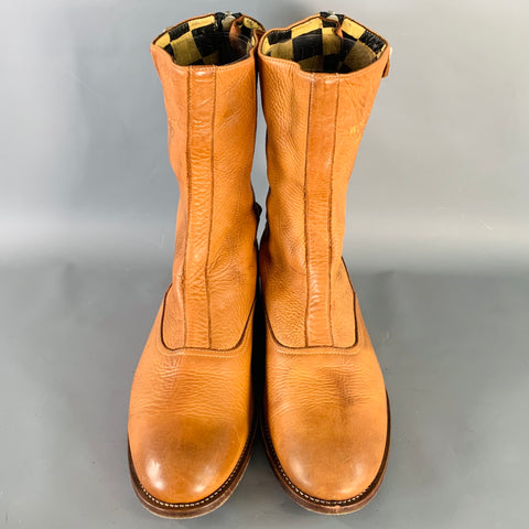PAUL SMITH TRIUMPH Size 11 Tan Leather Back Zip Biker Boots