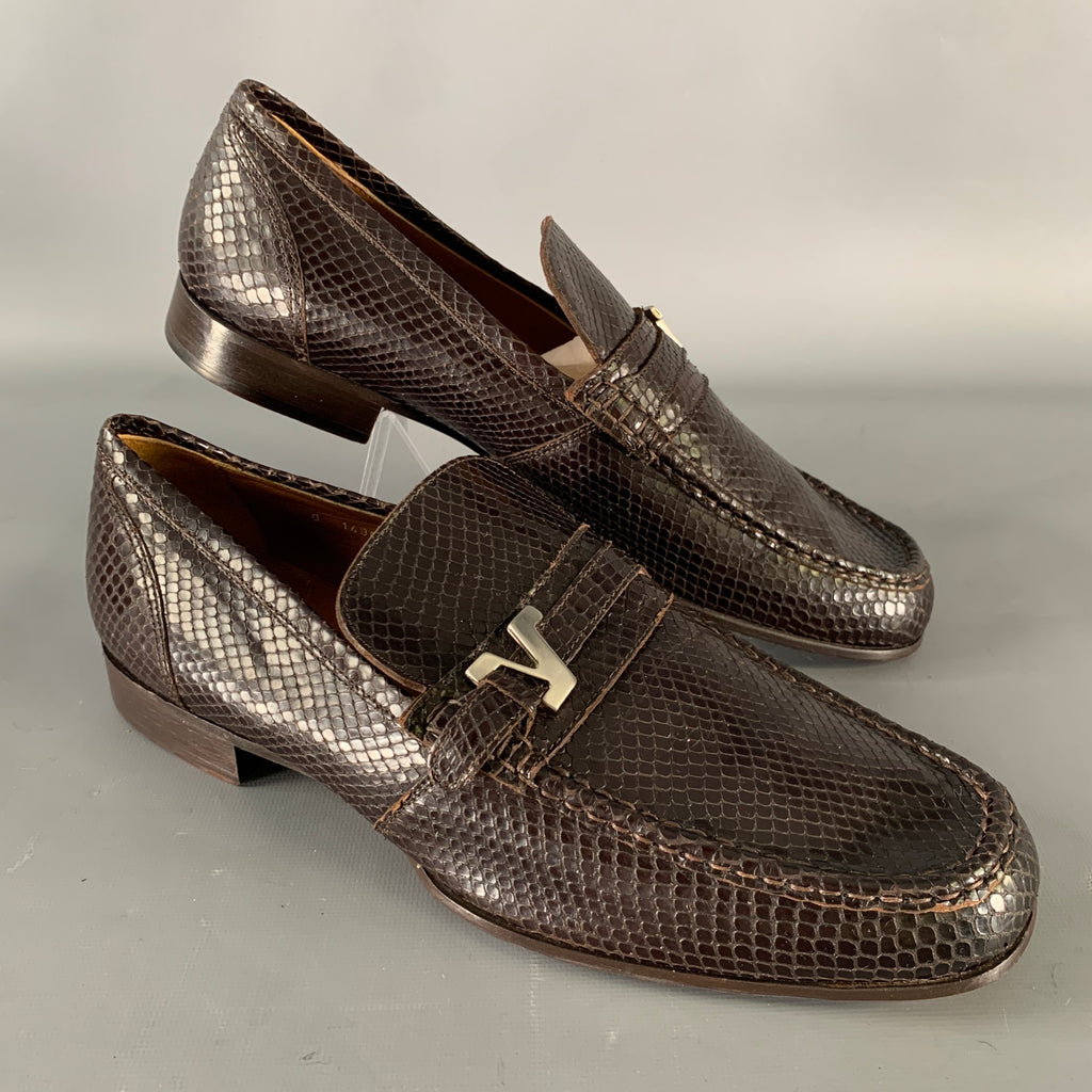 GIANNI VERSACE Size 10 Brown Python Loafer Loafers Python flats Gianni Versace Brown size 10 UK in Python  main image 4