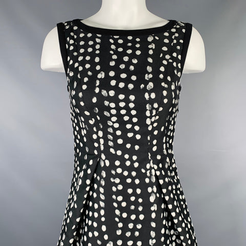MAX MARA Size XS Black White Polka Dot A-Line Dress