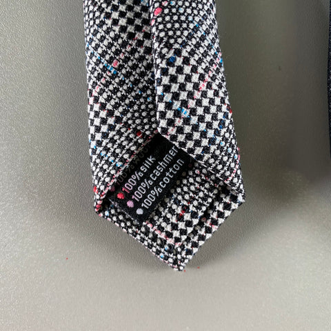 TITLE OF WORK Black Grey & White Glenplaid Silk Tie