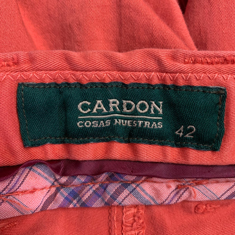 CARDON Size 32 Orange Cotton Blend Flat Front Casual Pants