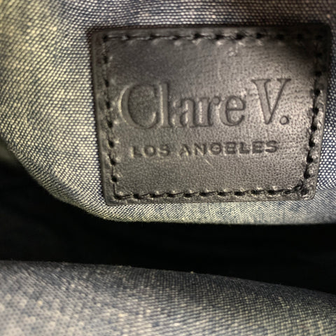 CLARE V. Brown Cognac Woven Leather Cross Body Bag