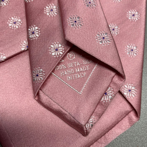 BRIONI Pink White Floral Silk Tie