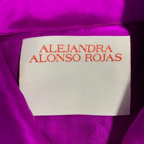 ALEJANDRA ALONSO ROJAS Size 2 Pink Fuchsia Silk Satin Two Tone Dip Dyed Blouse