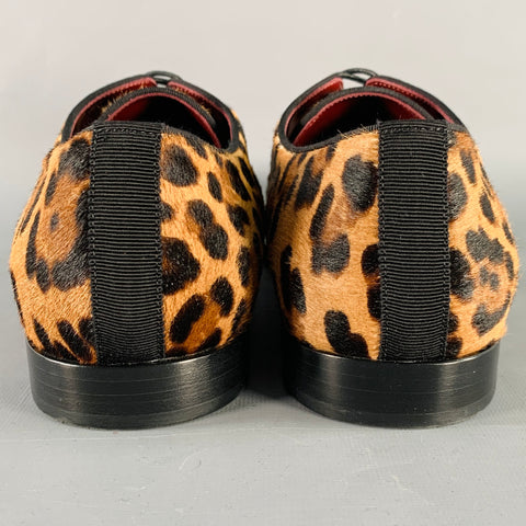 DOLCE & GABBANA Size 11 Tan Brown Black Animal Print Pony Hair Lace-Up Shoes