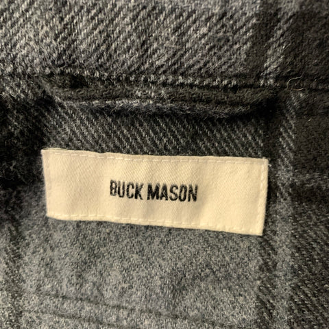 BUCK MASON Size M Grey Black Plaid Cotton Cropped Long Sleeve Shirt