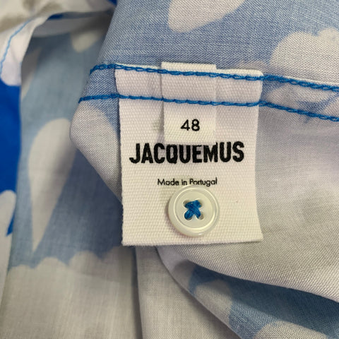 Chemise JACQUEMUS Taille 38 Bleu Blanc Floral Viscose Une poche Manches courtes