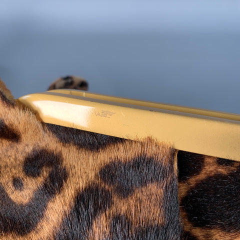 CHRISTIAN LOUBOUTIN Loubis Angel Brown Black Gold Animal Print Clutch Handbag