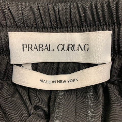 PRABAL GURUNG Size M Yellow Black Floral Athletic Drawstring Shorts