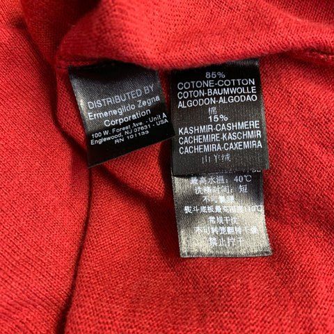Z ZEGNA Size L Red Cotton Cashmere Crew Neck Pullover