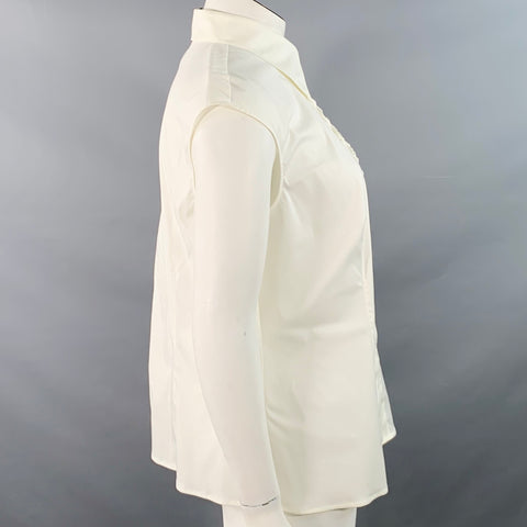 Chemise plissée sans manches ESCADA, taille XL, en coton mélangé crème