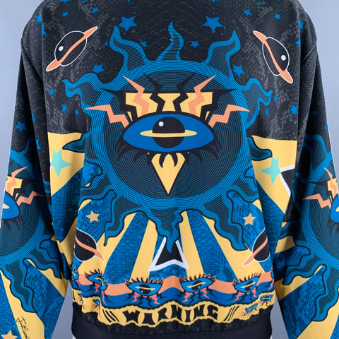 JUST CAVALLI Size 8 Blue Black Yellow Polyester Blend Pullover