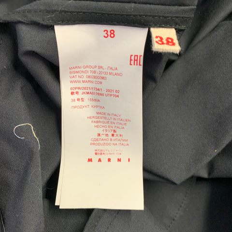 MARNI Size 2 Black Polyester Blend Zip Up Jacket Blazer