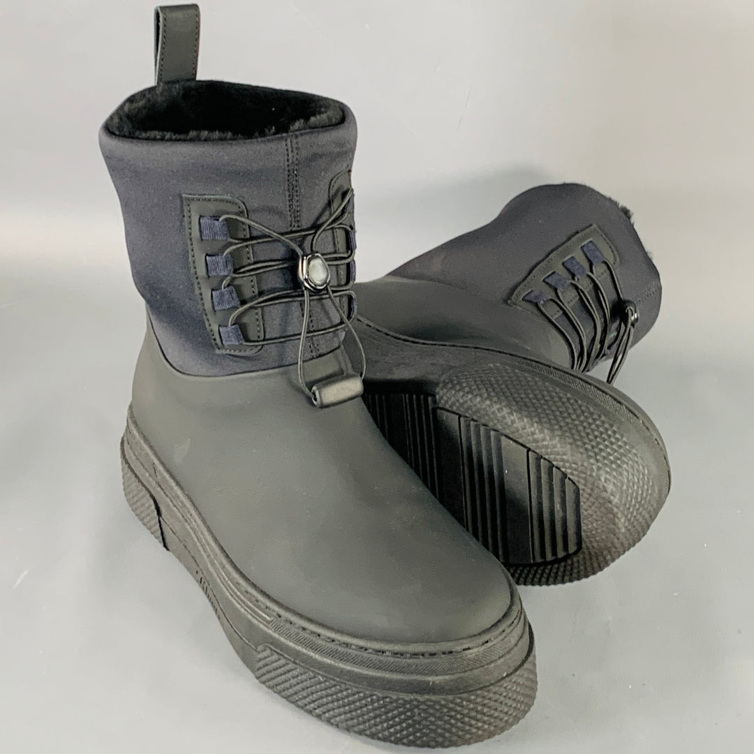 KHAITE Size 10 Culver Black Fur Lined Drawstring Rain Boots