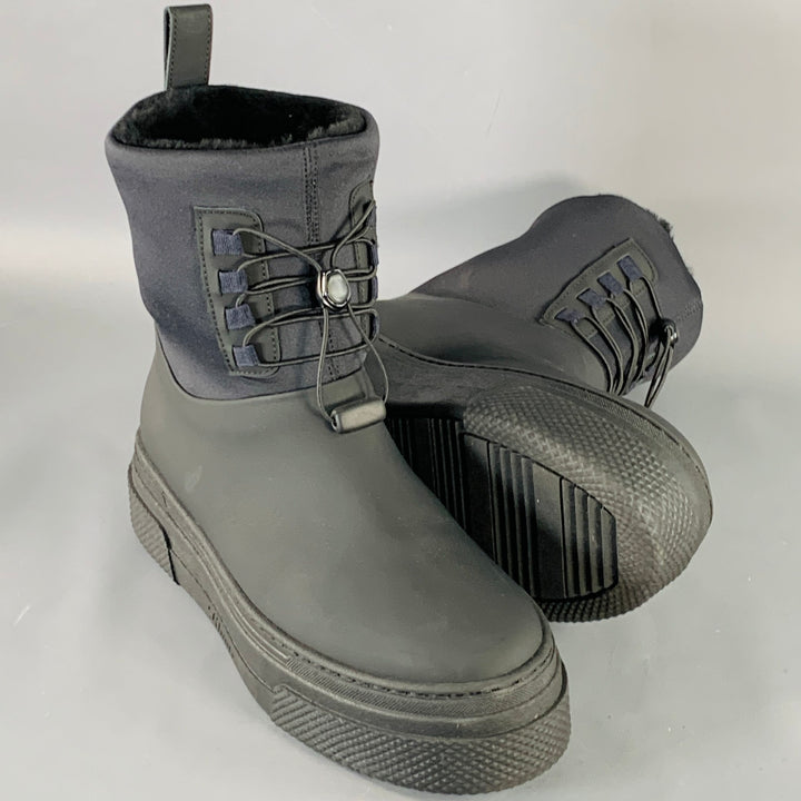 KHAITE Size 10 Culver Black Fur Lined Drawstring Rain Boots