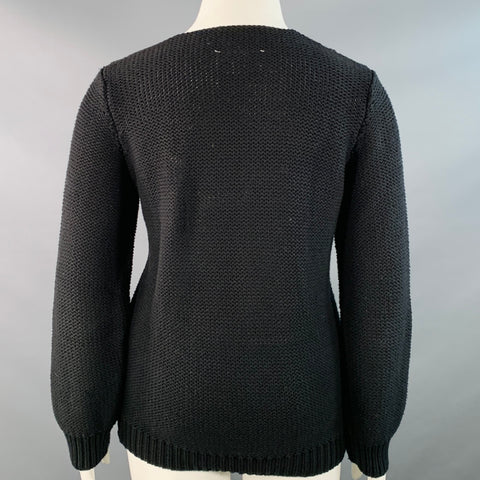 MM6 MAISON MARGIELA Size XL Black Cotton Knit Crew Neck Sweater
