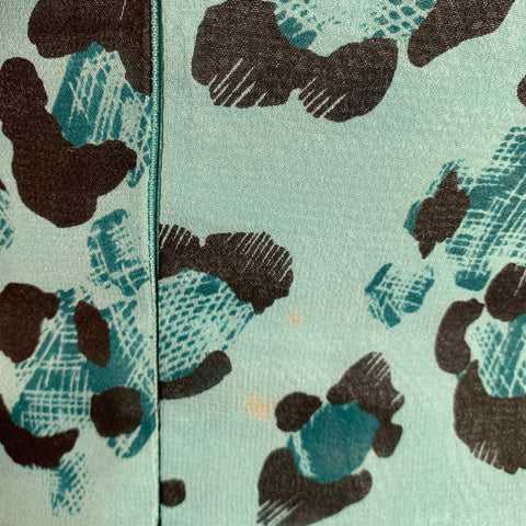 Robe froncée en soie à imprimé animal noir et turquoise NANETTE LEPORE Taille 10