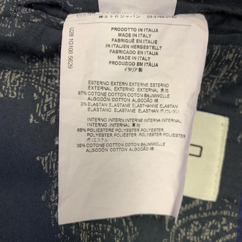 ETRO Size 38 Navy Black Navajo Cotton Blend Single Breasted Sport Coat